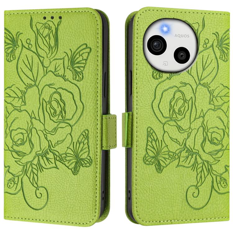 For Sharp Aquos Sense10 Embossed Rose RFID Anti-theft Leather Phone Case