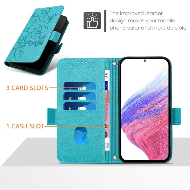 For Sharp Aquos Sense10 Embossed Rose RFID Anti-theft Leather Phone Case