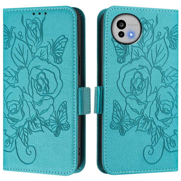 For Sharp Aquos wish6 Embossed Rose RFID Anti-theft Leather Phone Case