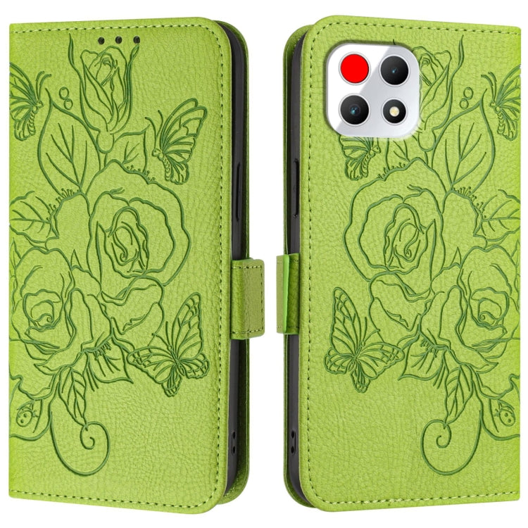 For T-Mobile Revvl 7 5G Embossed Rose RFID Anti-theft Leather Phone Case