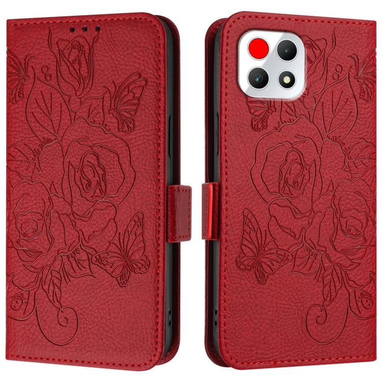 For T-Mobile Revvl 7 5G Embossed Rose RFID Anti-theft Leather Phone Case