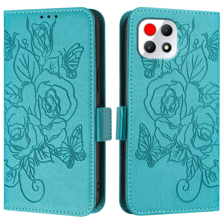 For T-Mobile Revvl 7 5G Embossed Rose RFID Anti-theft Leather Phone Case