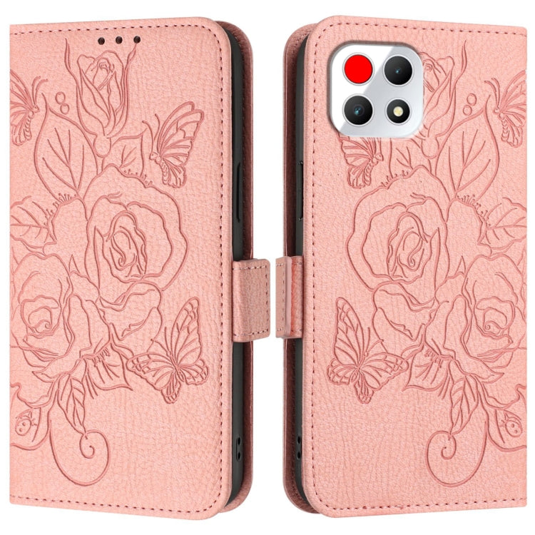 For T-Mobile Revvl 7 5G Embossed Rose RFID Anti-theft Leather Phone Case