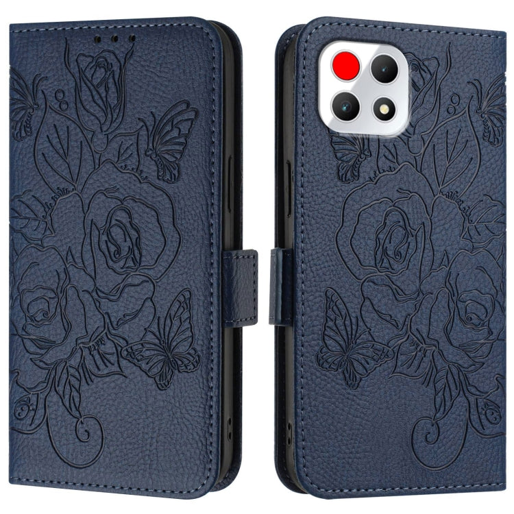 For T-Mobile Revvl 7 5G Embossed Rose RFID Anti-theft Leather Phone Case