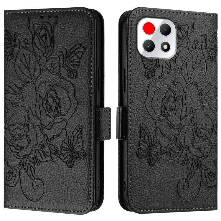 For T-Mobile Revvl 7 5G Embossed Rose RFID Anti-theft Leather Phone Case