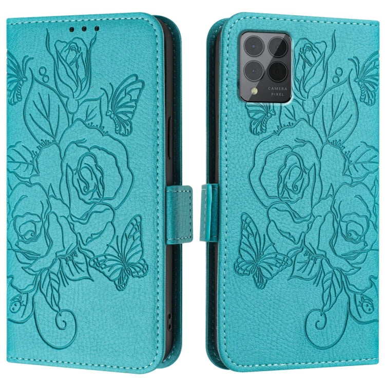 For T-Mobile REVVL 6 Pro / 6x Pro 5G Embossed Rose RFID Anti-theft Leather Phone Case