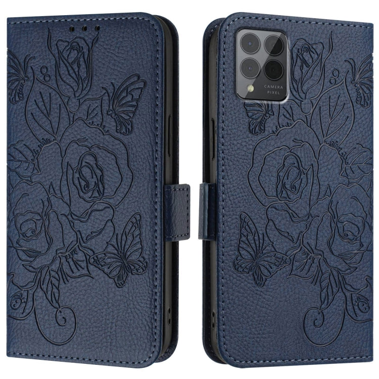 For T-Mobile REVVL 6 Pro / 6x Pro 5G Embossed Rose RFID Anti-theft Leather Phone Case