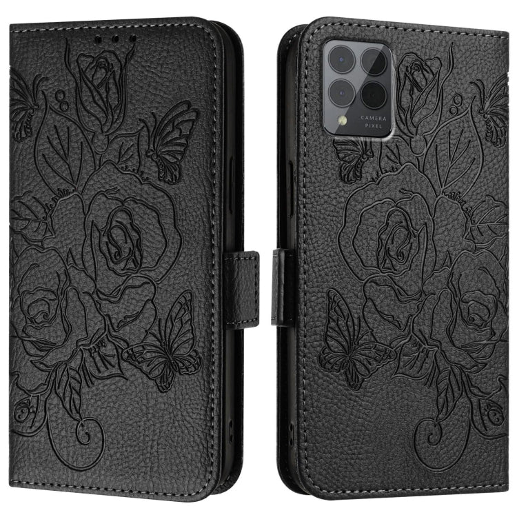 For T-Mobile REVVL 6 Pro / 6x Pro 5G Embossed Rose RFID Anti-theft Leather Phone Case