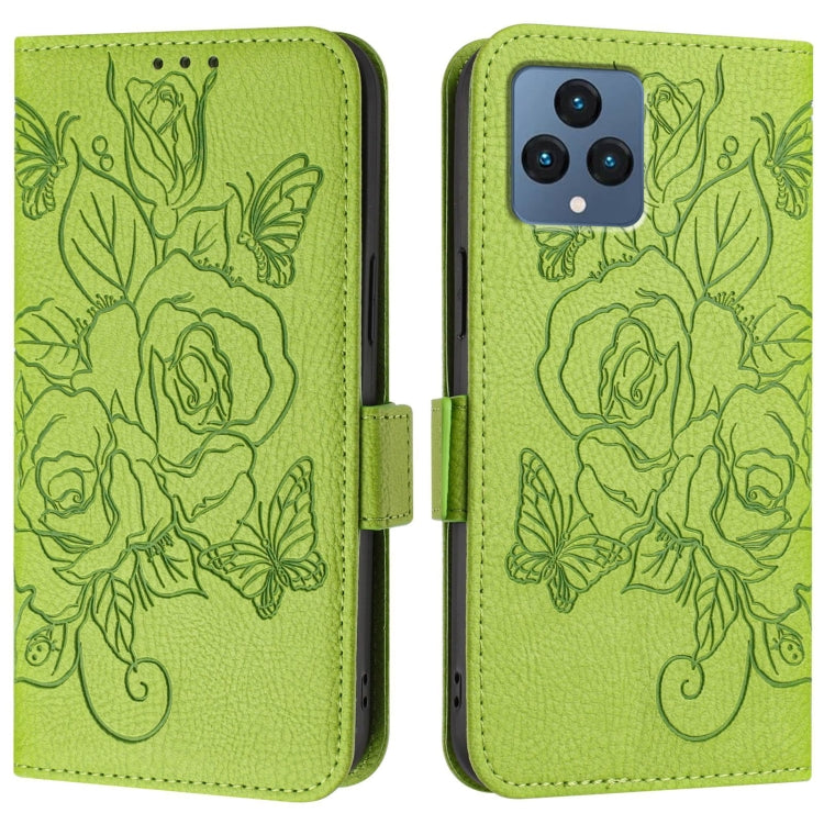 For T-Mobile REVVL 6 / 6x 5G Embossed Rose RFID Anti-theft Leather Phone Case