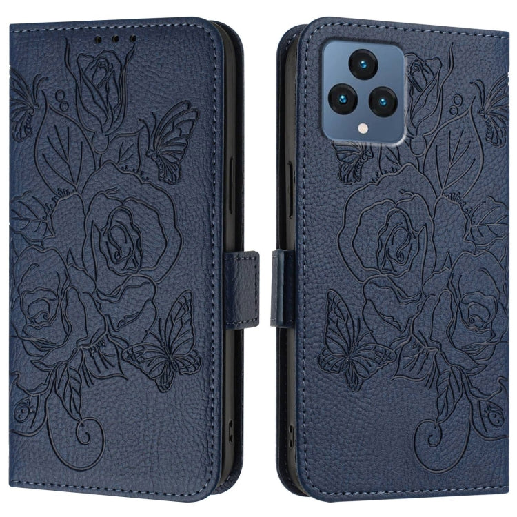 For T-Mobile REVVL 6 / 6x 5G Embossed Rose RFID Anti-theft Leather Phone Case
