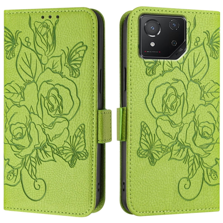For Asus ROG Phone 8 / 8 Pro Embossed Rose RFID Anti-theft Leather Phone Case