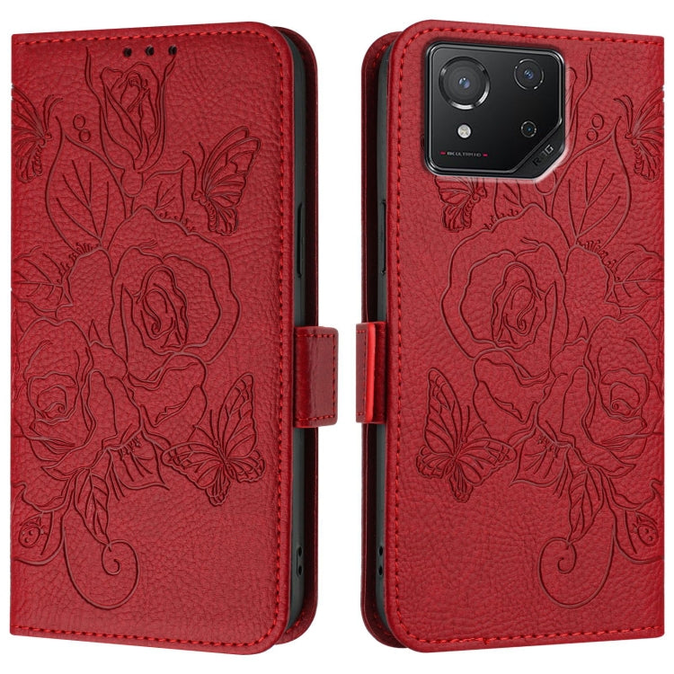 For Asus ROG Phone 8 / 8 Pro Embossed Rose RFID Anti-theft Leather Phone Case