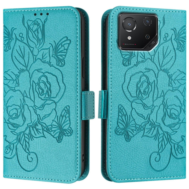 For Asus ROG Phone 8 / 8 Pro Embossed Rose RFID Anti-theft Leather Phone Case