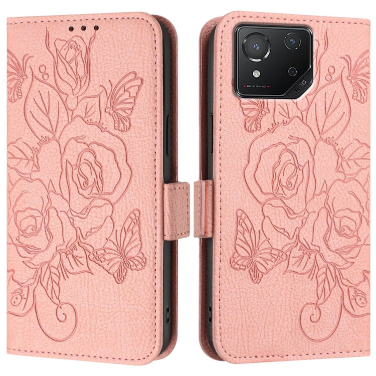For Asus ROG Phone 8 / 8 Pro Embossed Rose RFID Anti-theft Leather Phone Case