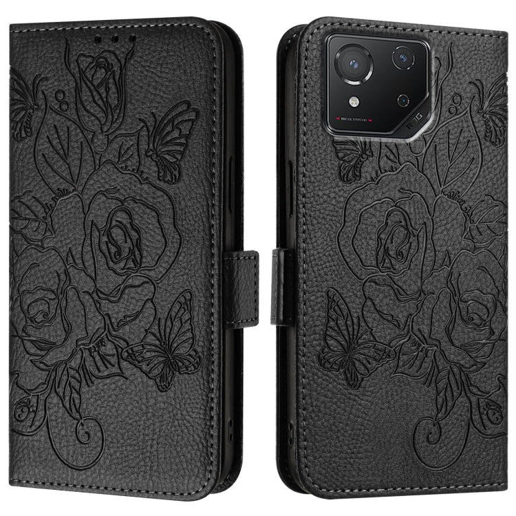 For Asus ROG Phone 8 / 8 Pro Embossed Rose RFID Anti-theft Leather Phone Case