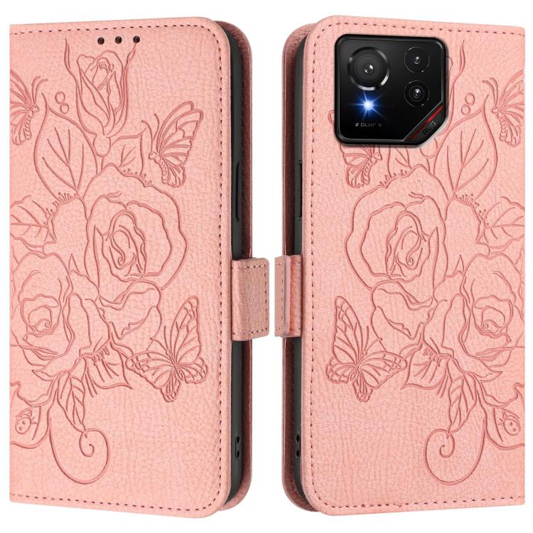 For Asus ROG Phone 9 / 9 Pro Embossed Rose RFID Anti-theft Leather Phone Case