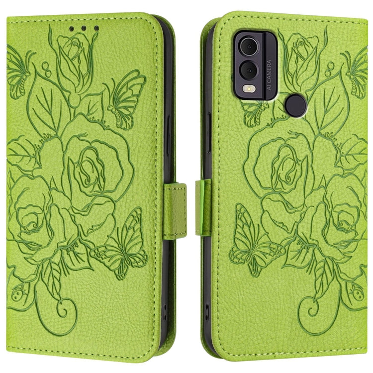 For Nokia C22 Embossed Rose RFID Anti-theft Leather Phone Case