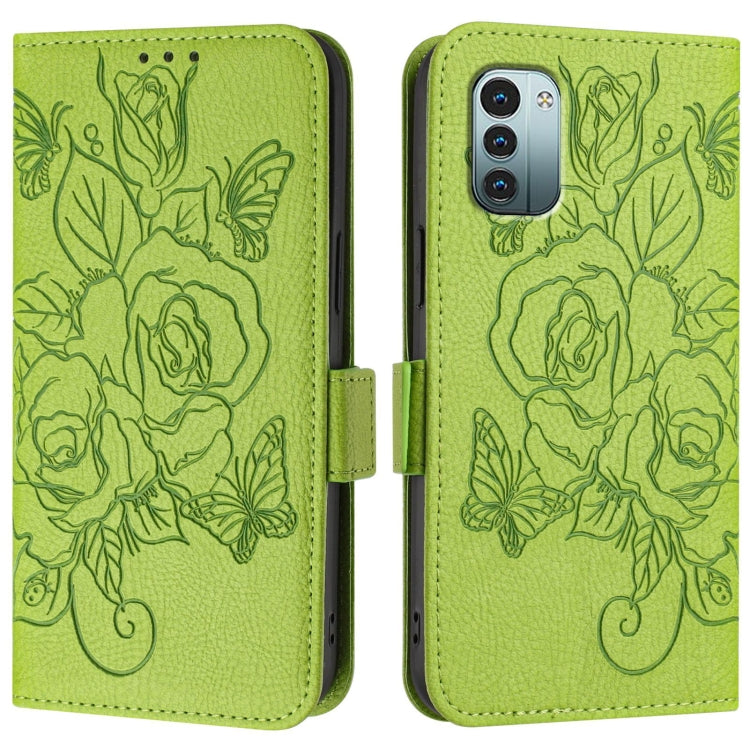 For Nokia G11 4G / G21 4G Embossed Rose RFID Anti-theft Leather Phone Case