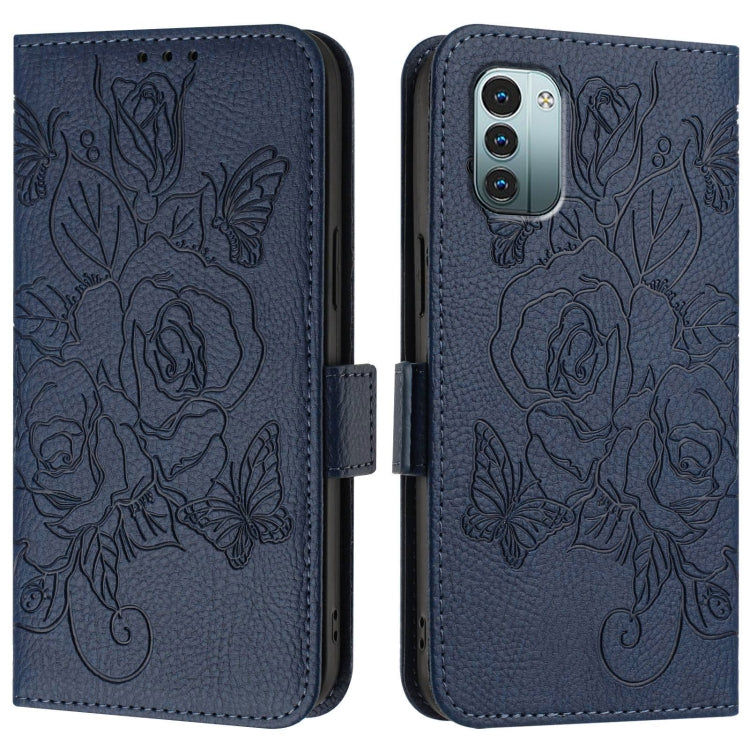 For Nokia G11 4G / G21 4G Embossed Rose RFID Anti-theft Leather Phone Case