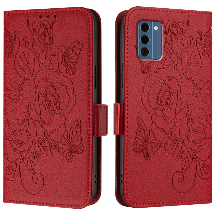 For Nokia C300 Embossed Rose RFID Anti-theft Leather Phone Case