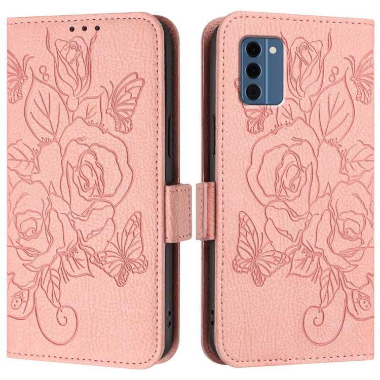 For Nokia C300 Embossed Rose RFID Anti-theft Leather Phone Case