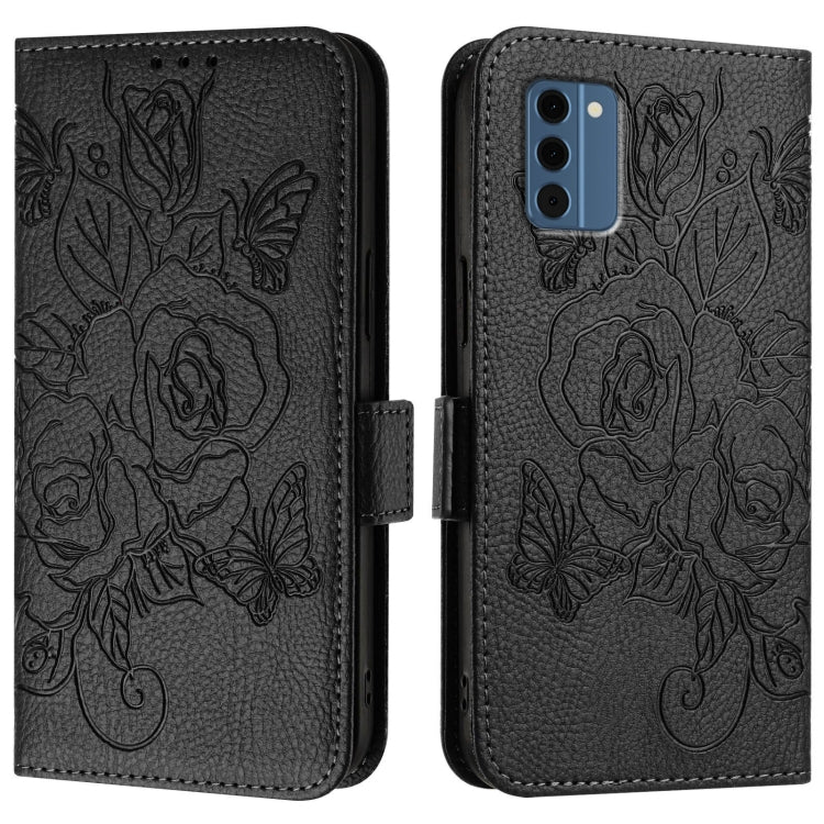 For Nokia C300 Embossed Rose RFID Anti-theft Leather Phone Case