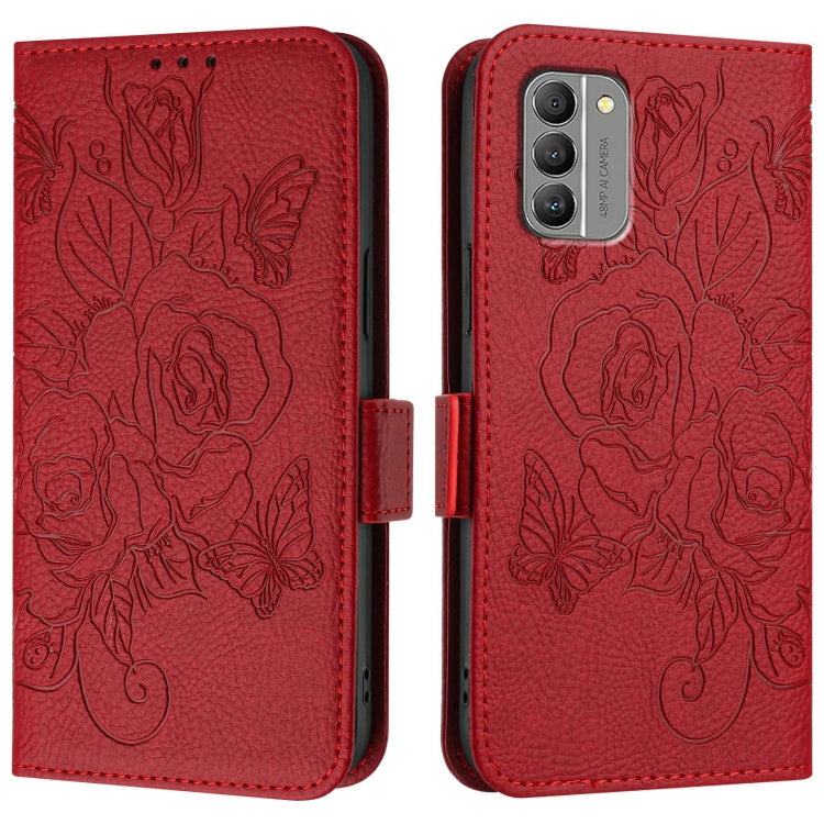 For Nokia G400 Embossed Rose RFID Anti-theft Leather Phone Case