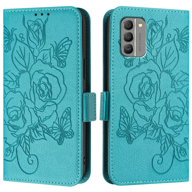 For Nokia G400 Embossed Rose RFID Anti-theft Leather Phone Case