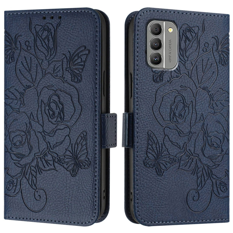 For Nokia G400 Embossed Rose RFID Anti-theft Leather Phone Case