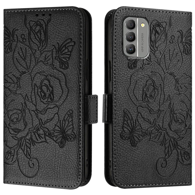 For Nokia G400 Embossed Rose RFID Anti-theft Leather Phone Case