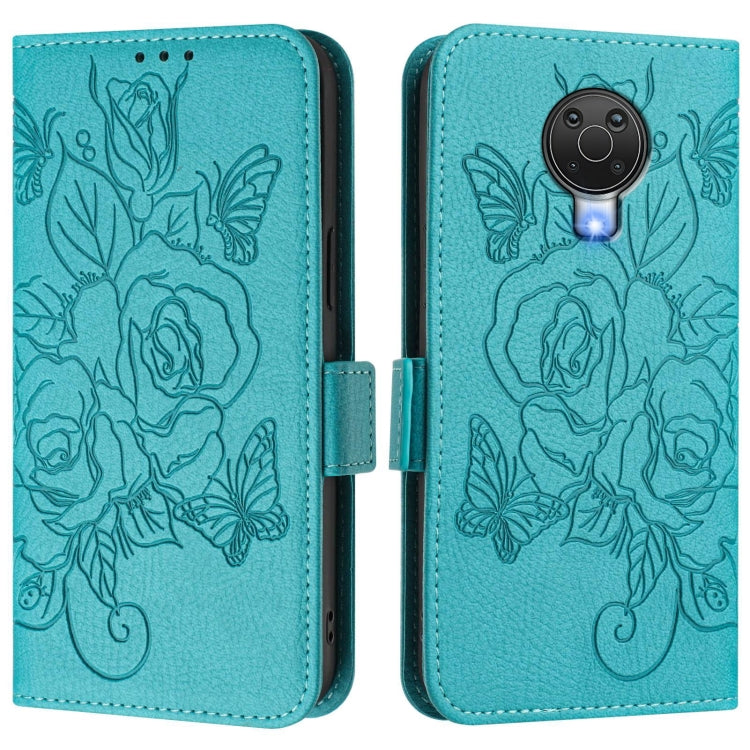 For Nokia 6.3 / G20 / G10 Embossed Rose RFID Anti-theft Leather Phone Case