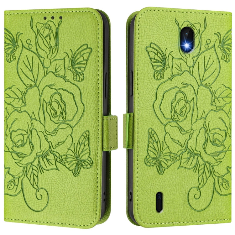 For Nokia C01 Plus / C1 2nd Edition Embossed Rose RFID Anti-theft Leather Phone Case
