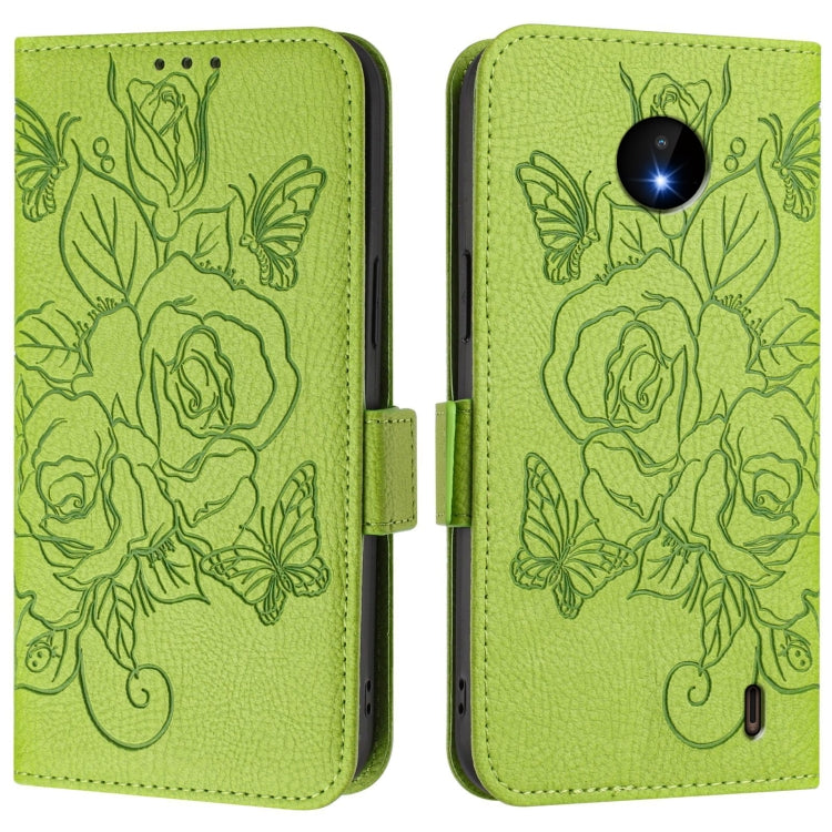 For Nokia C10 / C20 Embossed Rose RFID Anti-theft Leather Phone Case