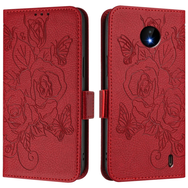 For Nokia C10 / C20 Embossed Rose RFID Anti-theft Leather Phone Case