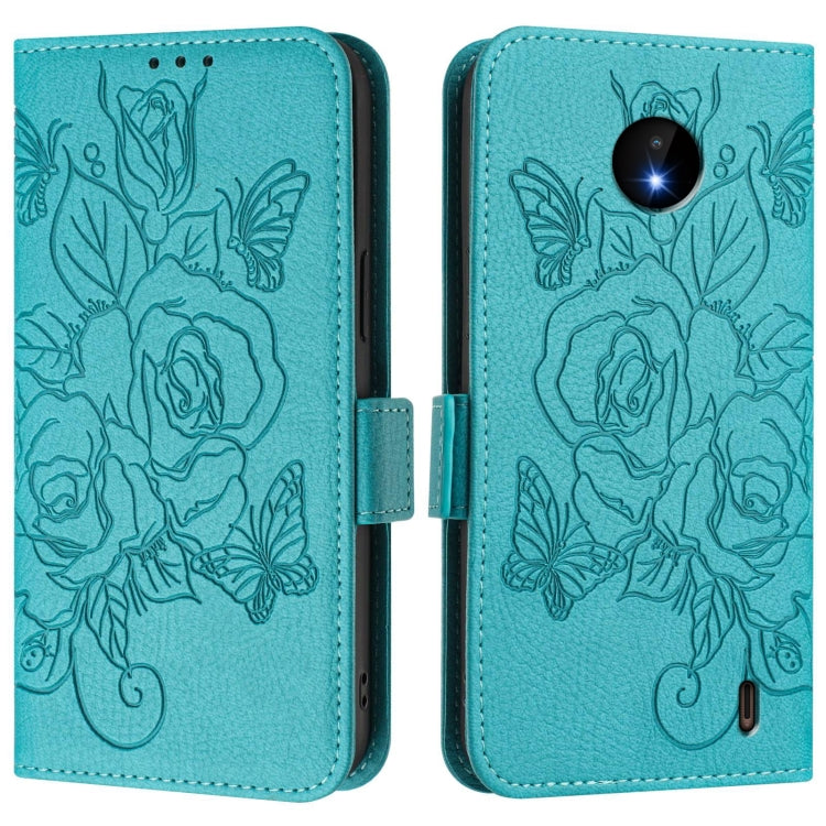 For Nokia C10 / C20 Embossed Rose RFID Anti-theft Leather Phone Case