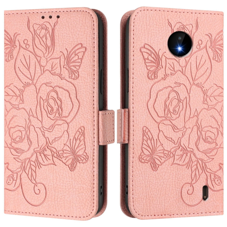 For Nokia C10 / C20 Embossed Rose RFID Anti-theft Leather Phone Case
