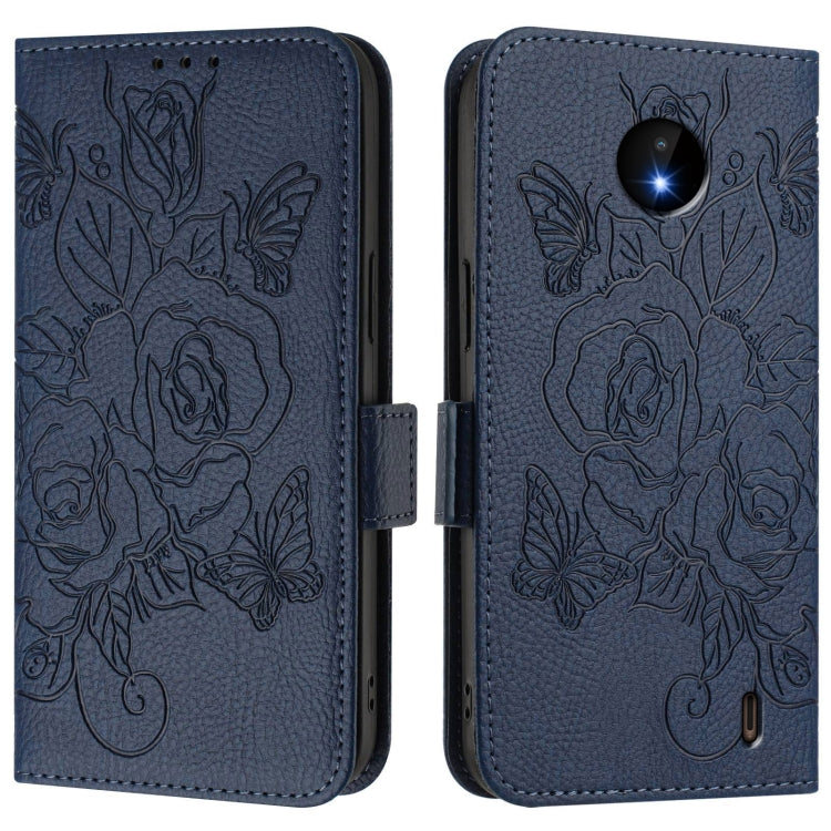 For Nokia C10 / C20 Embossed Rose RFID Anti-theft Leather Phone Case