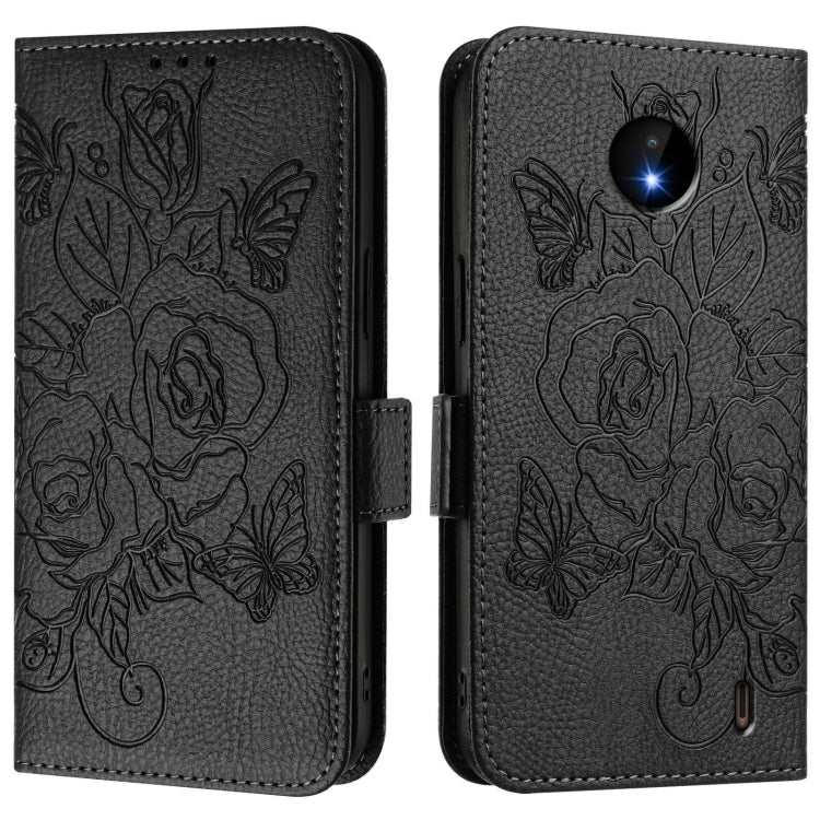 For Nokia C10 / C20 Embossed Rose RFID Anti-theft Leather Phone Case