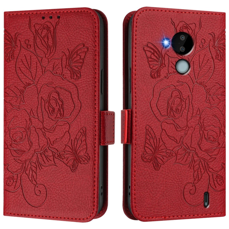 For Nokia C30 Embossed Rose RFID Anti-theft Leather Phone Case
