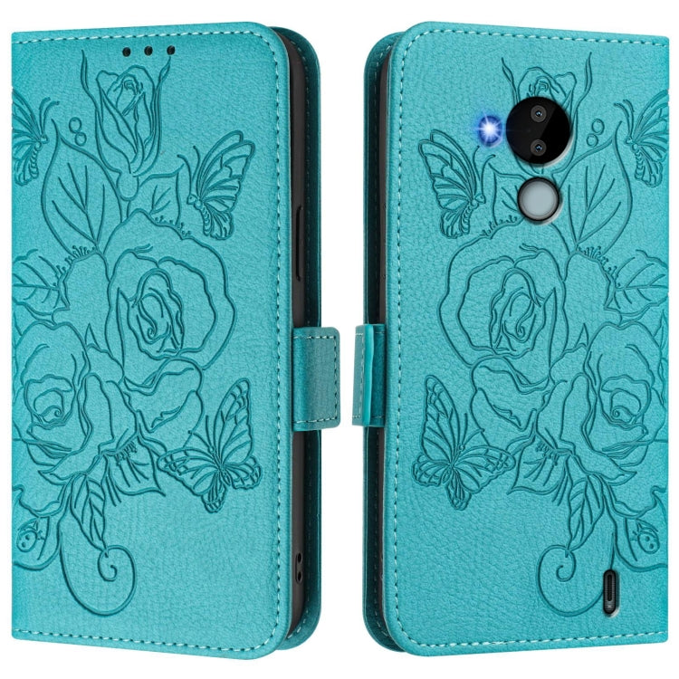 For Nokia C30 Embossed Rose RFID Anti-theft Leather Phone Case