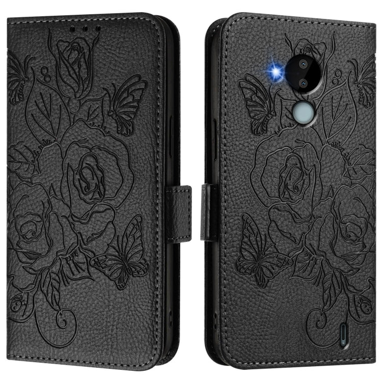 For Nokia C30 Embossed Rose RFID Anti-theft Leather Phone Case