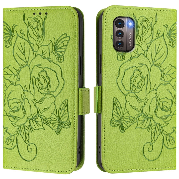 For Nokia G21 / G11 Embossed Rose RFID Anti-theft Leather Phone Case