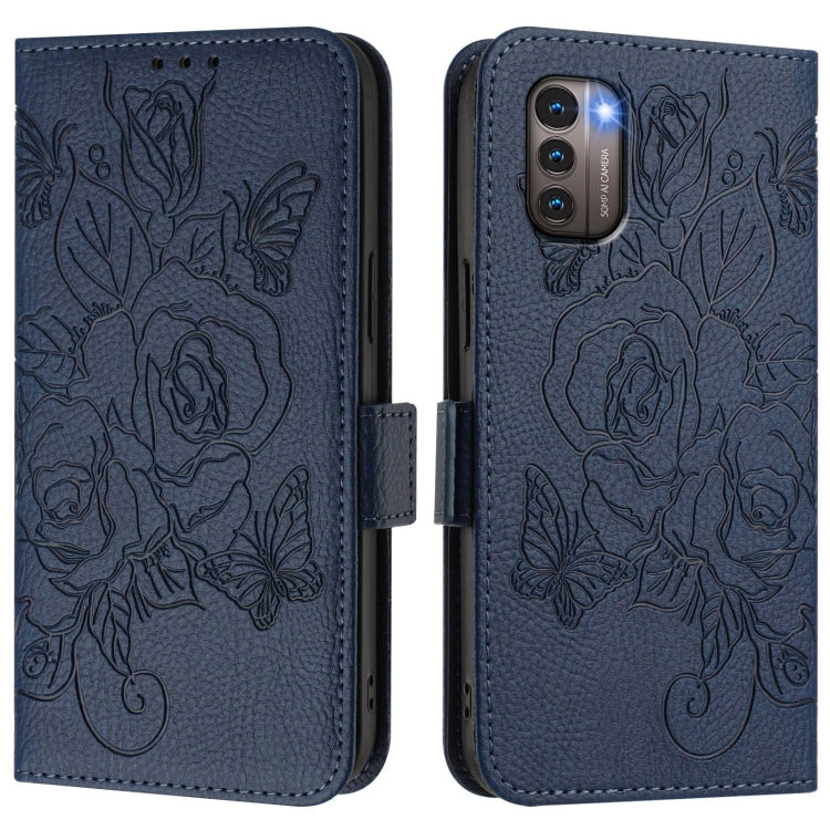 For Nokia G21 / G11 Embossed Rose RFID Anti-theft Leather Phone Case