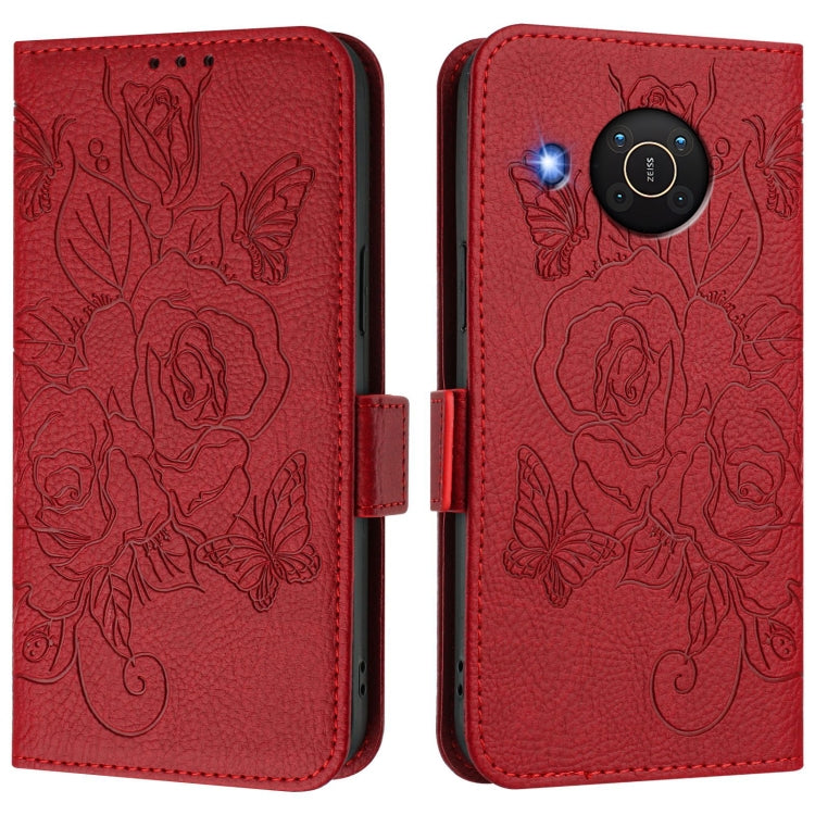 For Nokia X20 / X10 Embossed Rose RFID Anti-theft Leather Phone Case