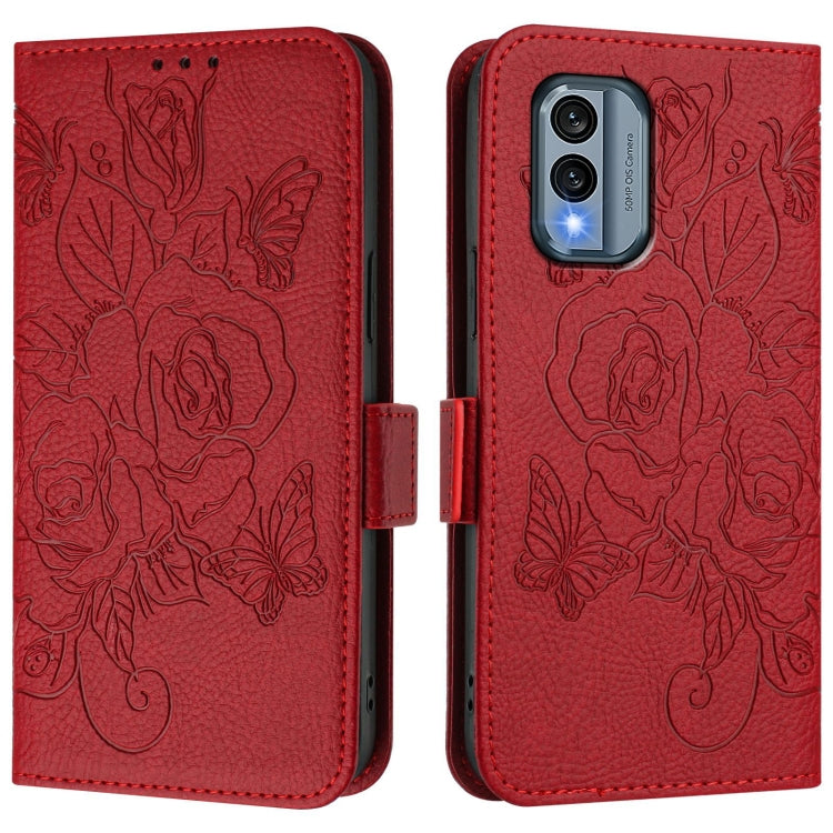 For Nokia X30 5G Embossed Rose RFID Anti-theft Leather Phone Case