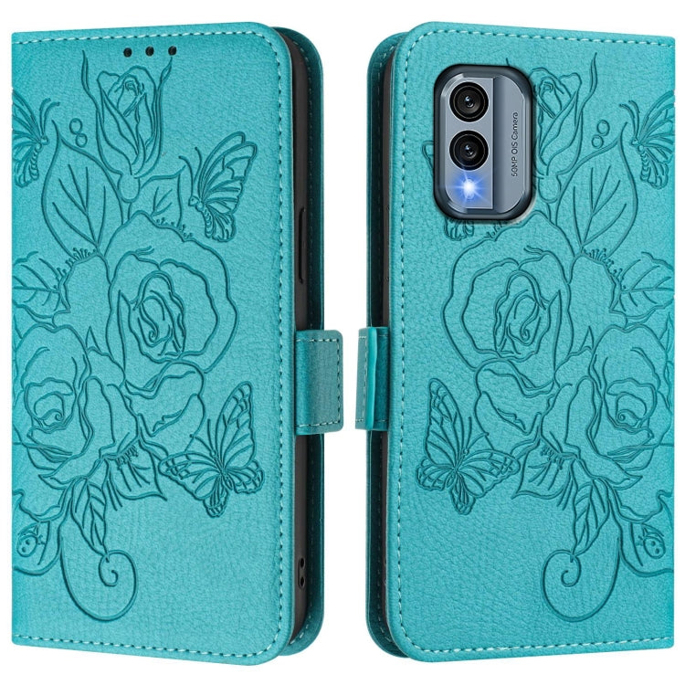 For Nokia X30 5G Embossed Rose RFID Anti-theft Leather Phone Case