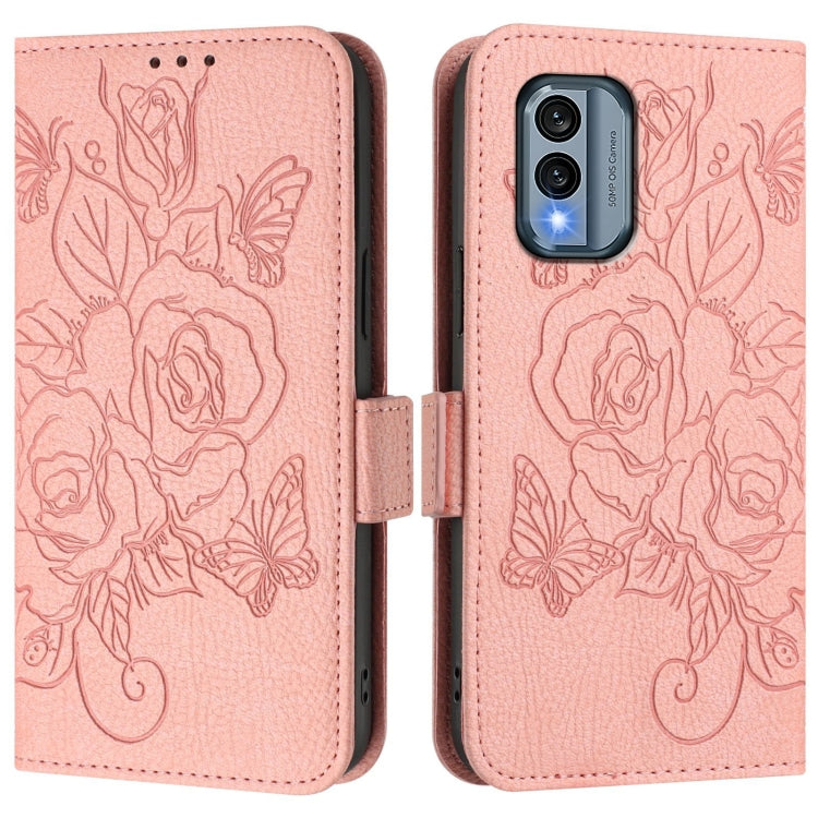 For Nokia X30 5G Embossed Rose RFID Anti-theft Leather Phone Case