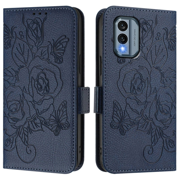 For Nokia X30 5G Embossed Rose RFID Anti-theft Leather Phone Case