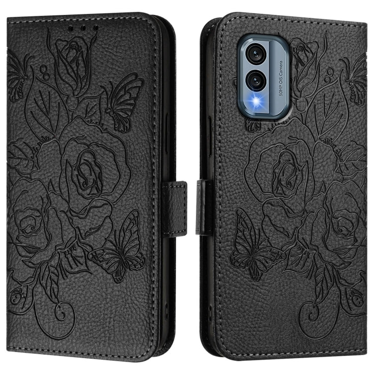 For Nokia X30 5G Embossed Rose RFID Anti-theft Leather Phone Case