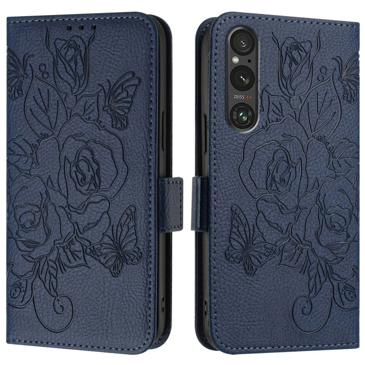 For Sony Xperia 1 V Embossed Rose RFID Anti-theft Leather Phone Case